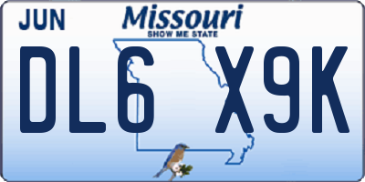 MO license plate DL6X9K