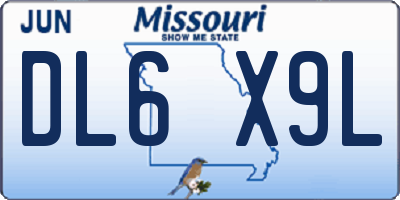 MO license plate DL6X9L