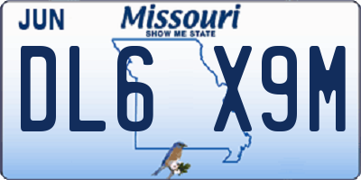 MO license plate DL6X9M