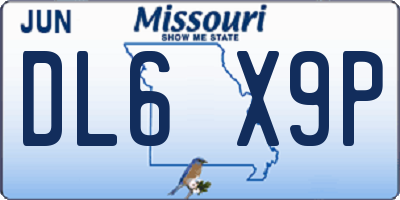MO license plate DL6X9P