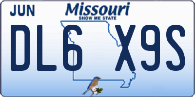 MO license plate DL6X9S