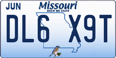 MO license plate DL6X9T