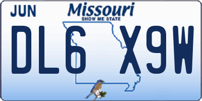MO license plate DL6X9W