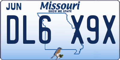 MO license plate DL6X9X