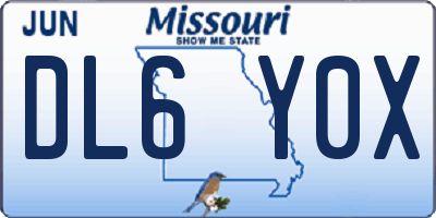 MO license plate DL6Y0X