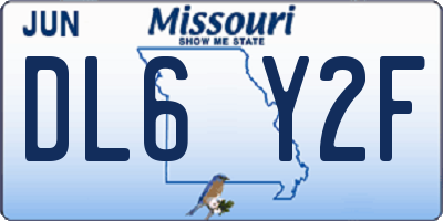 MO license plate DL6Y2F