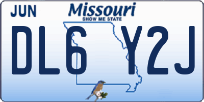 MO license plate DL6Y2J