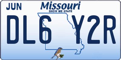 MO license plate DL6Y2R