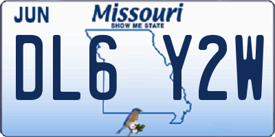 MO license plate DL6Y2W