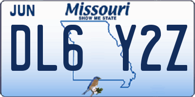 MO license plate DL6Y2Z