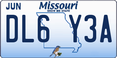 MO license plate DL6Y3A