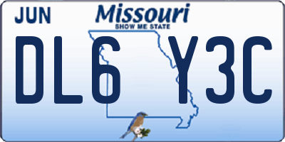 MO license plate DL6Y3C