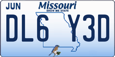 MO license plate DL6Y3D