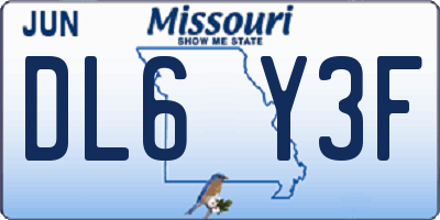 MO license plate DL6Y3F