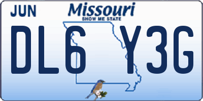 MO license plate DL6Y3G
