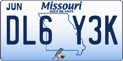 MO license plate DL6Y3K