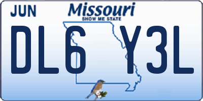 MO license plate DL6Y3L