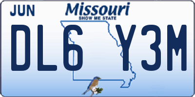 MO license plate DL6Y3M