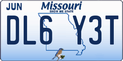 MO license plate DL6Y3T