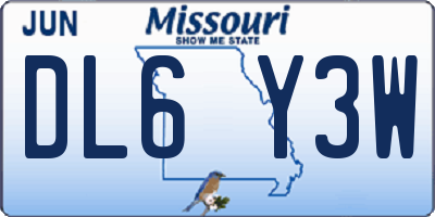 MO license plate DL6Y3W