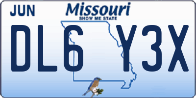 MO license plate DL6Y3X