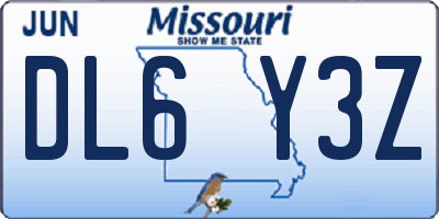 MO license plate DL6Y3Z
