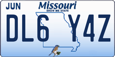 MO license plate DL6Y4Z