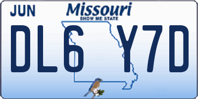 MO license plate DL6Y7D