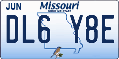 MO license plate DL6Y8E