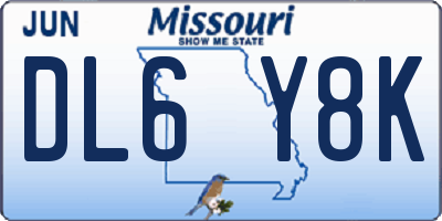 MO license plate DL6Y8K