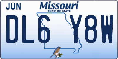 MO license plate DL6Y8W