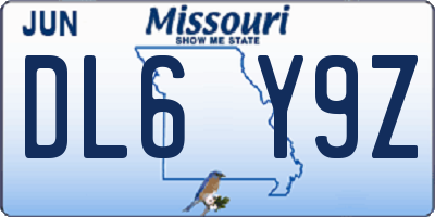 MO license plate DL6Y9Z