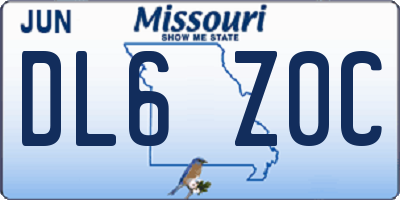 MO license plate DL6Z0C