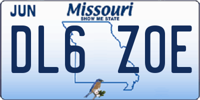 MO license plate DL6Z0E