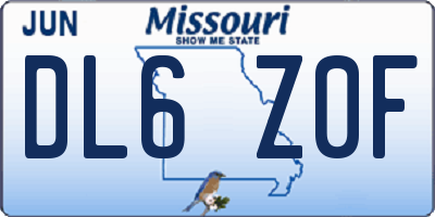 MO license plate DL6Z0F