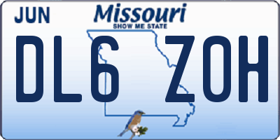 MO license plate DL6Z0H
