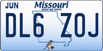 MO license plate DL6Z0J
