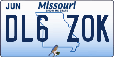 MO license plate DL6Z0K