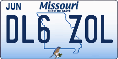 MO license plate DL6Z0L