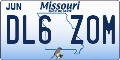 MO license plate DL6Z0M