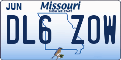 MO license plate DL6Z0W