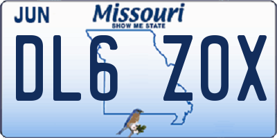 MO license plate DL6Z0X