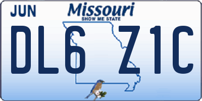 MO license plate DL6Z1C