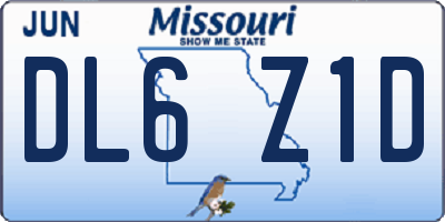 MO license plate DL6Z1D