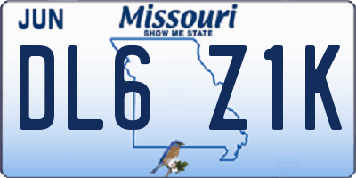 MO license plate DL6Z1K