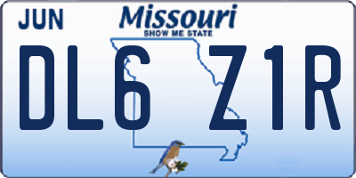 MO license plate DL6Z1R