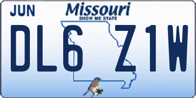 MO license plate DL6Z1W