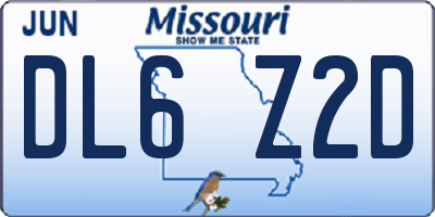 MO license plate DL6Z2D