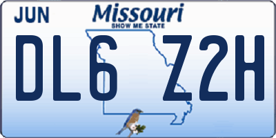 MO license plate DL6Z2H