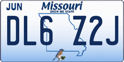 MO license plate DL6Z2J